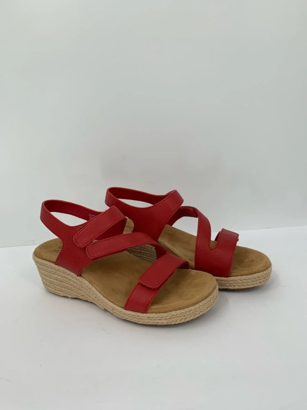 ABEO Riviera Adjustable Espadrille strappy sandal red leather shoe wedge 6.5